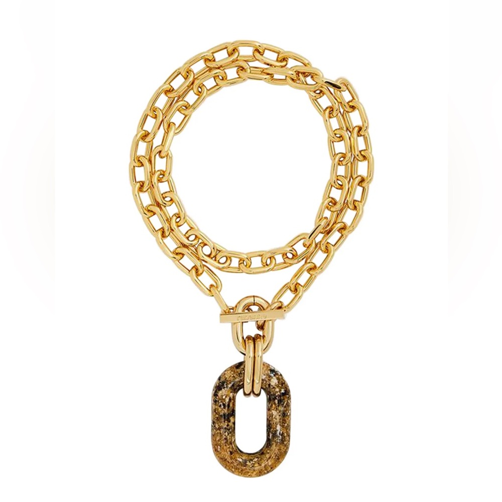 Paco Rabanne Sahara Double XL Link Necklace Gold/Sahara NWOT